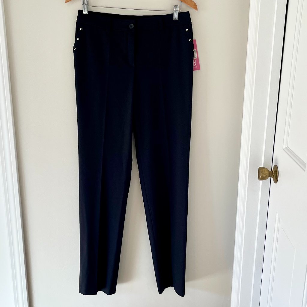 Basler Ring Accent Trouser Size 6 Nwt Black